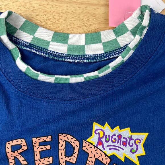 Rugrat's Women's Blue Checkered Reptar Long Sleeve Graphic T-Shirt - 2X - NWT - Picture 3 of 7